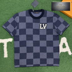루이비통 다미에 LV 크리스탈 패치 반팔 티셔츠