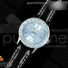 TF공장 브라이틀링 내비타이머 41 아이스블루다이얼 블랙가죽스트랩 Navitimer 41 SS TF 1_1 Best Edition Ice Blue Dial on Black Leat