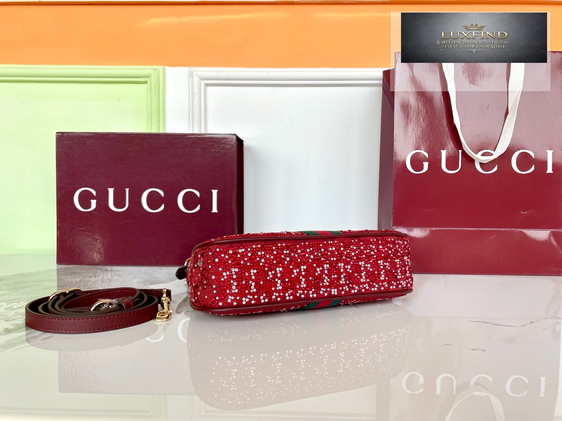 구찌 오피디아 크리스탈 스몰 숄더백