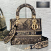 디올 베이지 멀티컬러 Toile de Jouy 레이디 D-LITE 미디엄 백 24*20*11CM