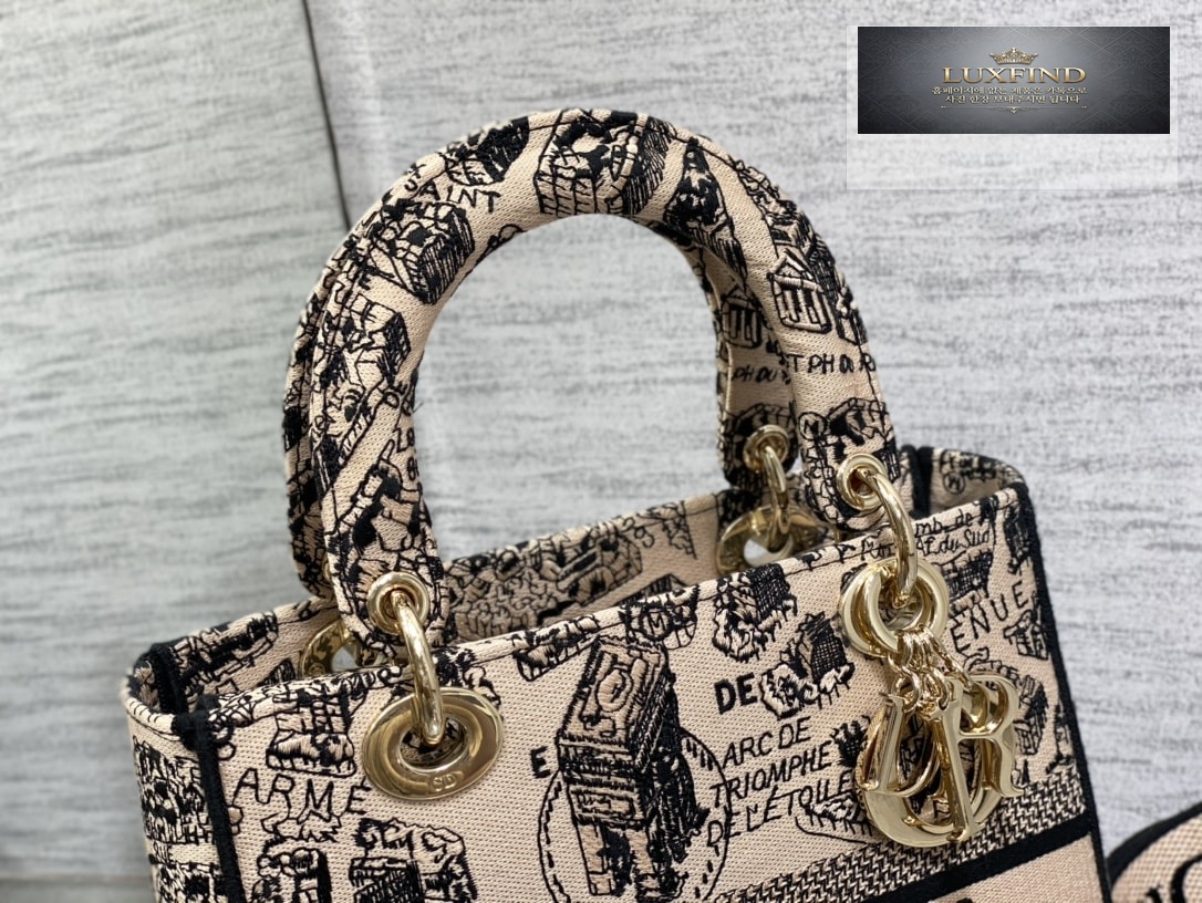 디올 Plan de Paris 레이디 D-LITE 미디엄 백 24*20*11CM
