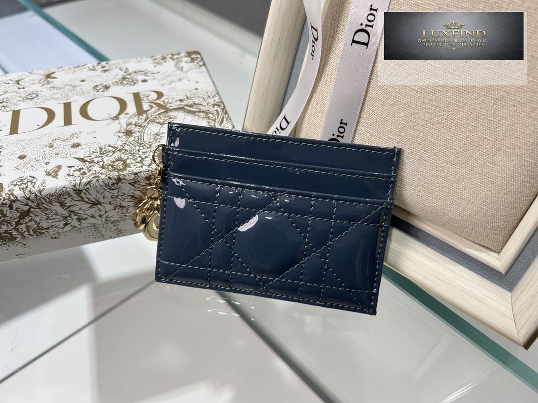 Dior Lady Patent Cannage Card Holder