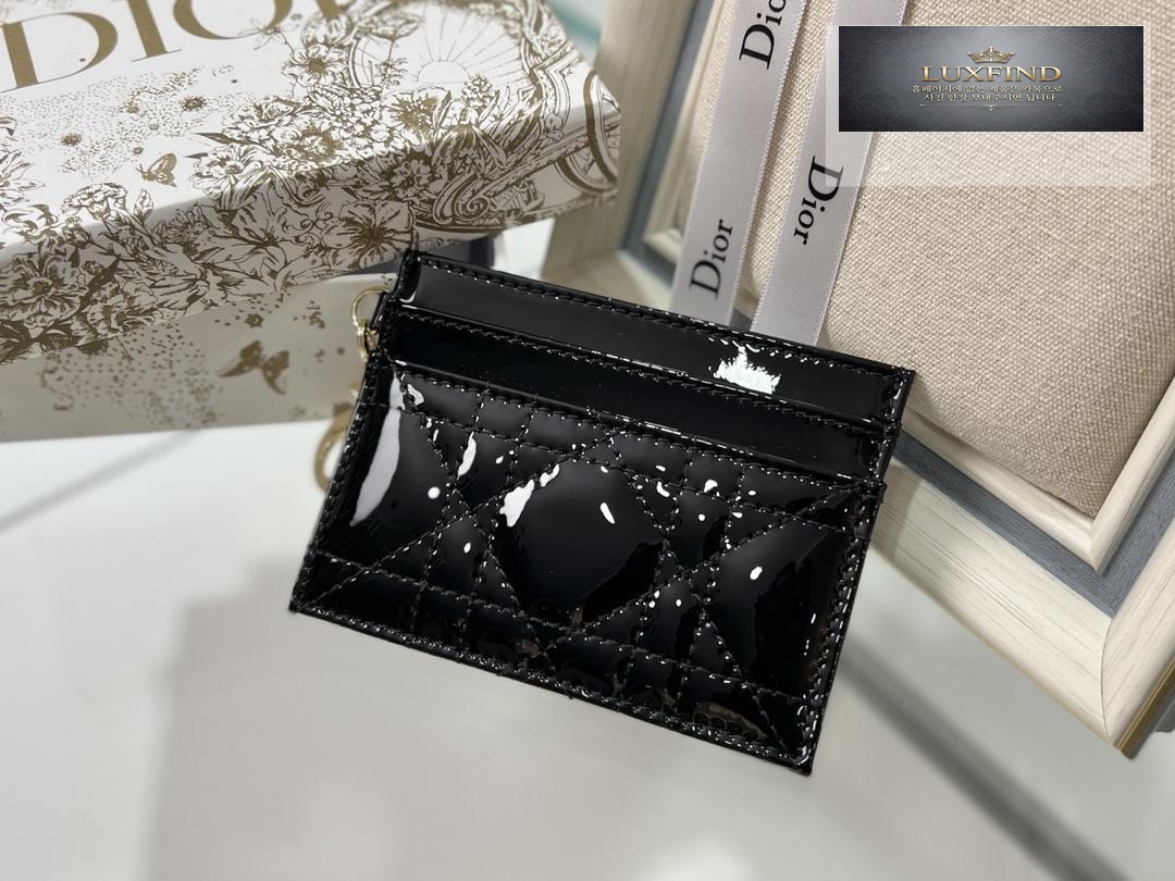 Dior Lady Patent Cannage Card Holder