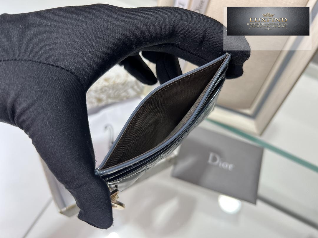 Dior Lady Patent Cannage Card Holder