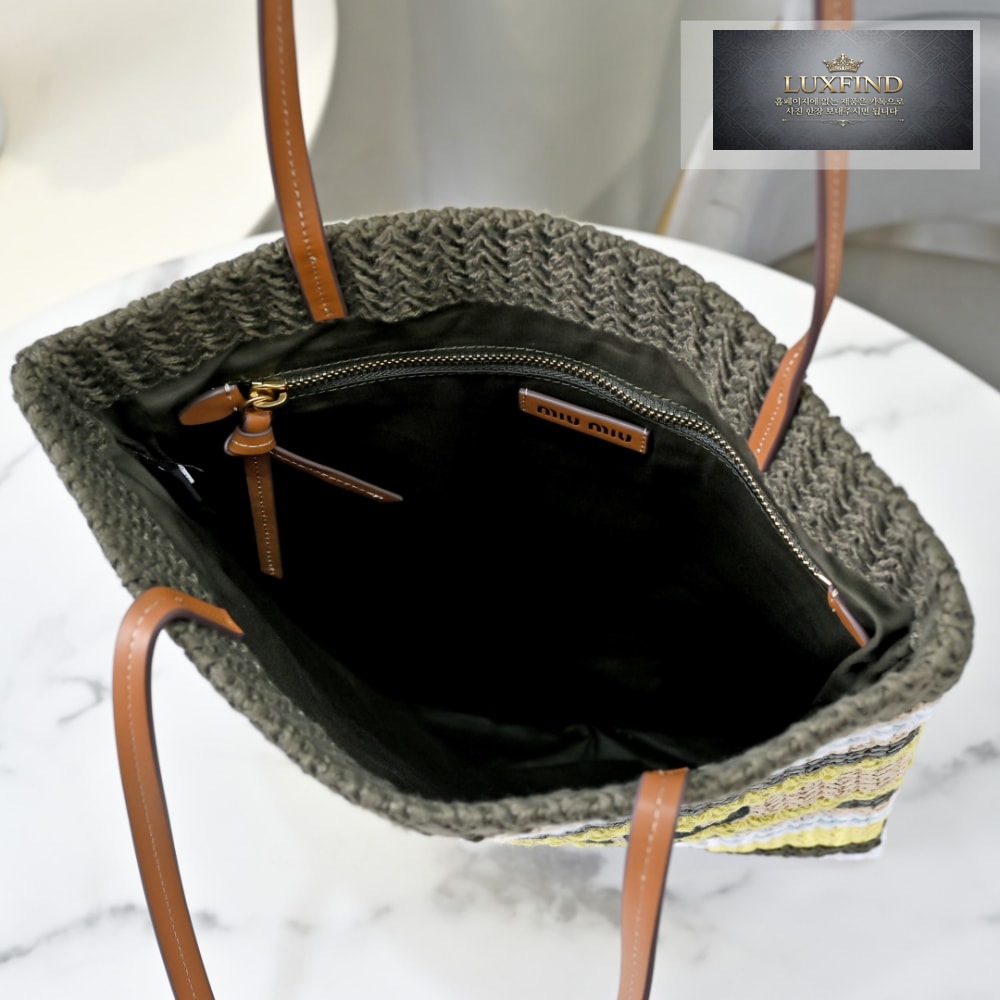 Miu Miu Raffia Woven Tote