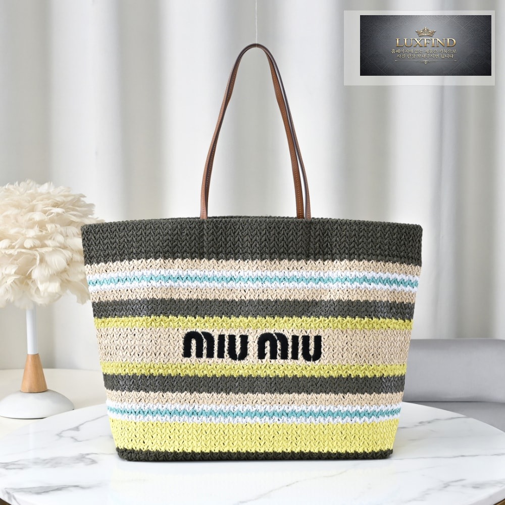 Miu Miu Raffia Woven Tote
