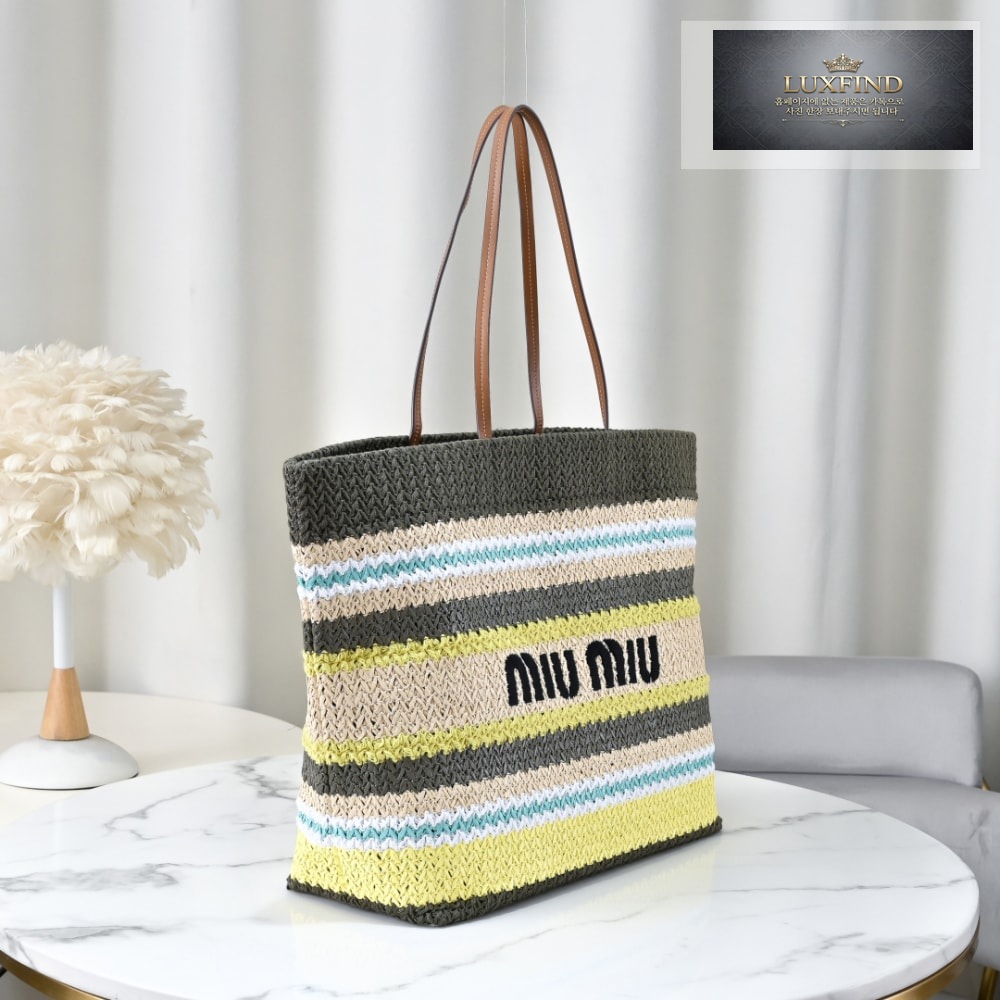 Miu Miu Raffia Woven Tote