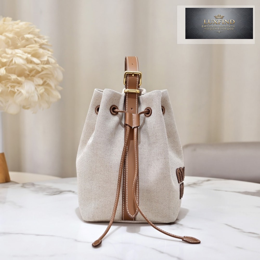 Miu Miu Canvas Leather Bucket