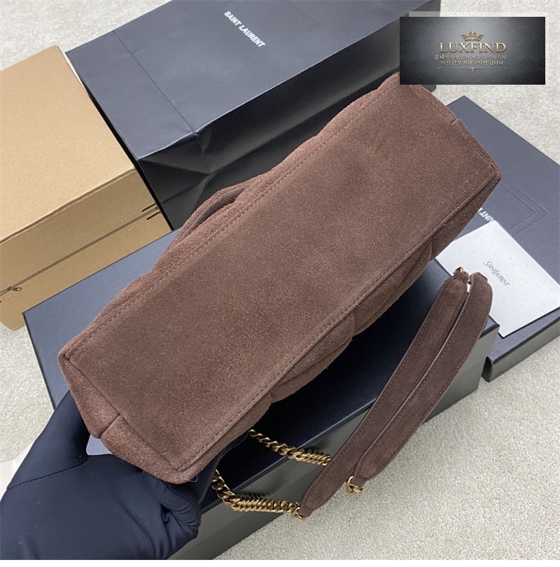 생로랑 루루 푸퍼 스웨이드 스몰 숄더 백 577476