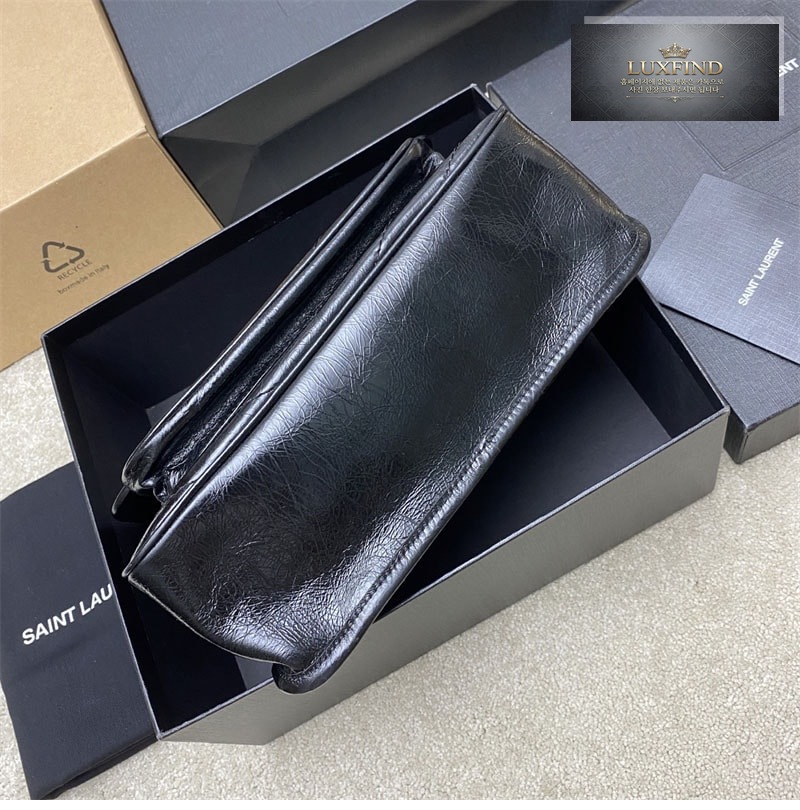 생로랑 니키 미디엄 체인백 빈티지 크링클 블랙 498894