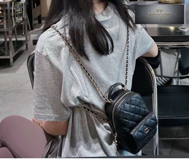 샤넬 24C 탑 핸들 미니 백팩 블랙