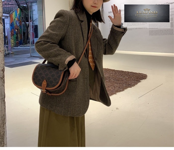 셀린느 폴코 미디엄 크로스백 트리옹프 캔버스 191502