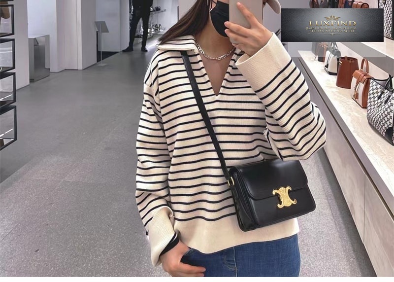 셀린느 샤이니 카프스킨 미디엄 트리옹프 백 블랙 187363