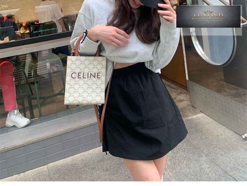 셀린느 미니 버티컬 카바스 토트백 트리옹프 캔버스 194372
