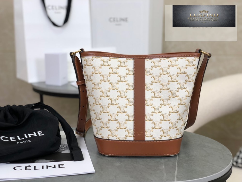 Celine Small Bucket Triomphe Canvas & Calfskin