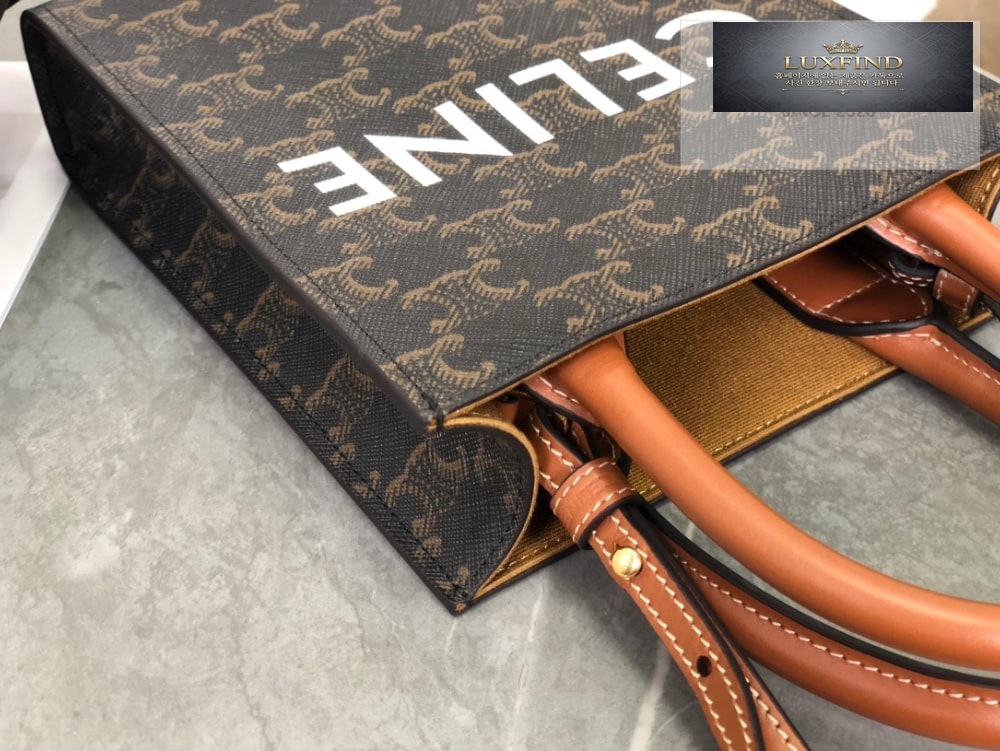 Celine Mini Vertical Cabas In Triomphe Canvas and Calfskin