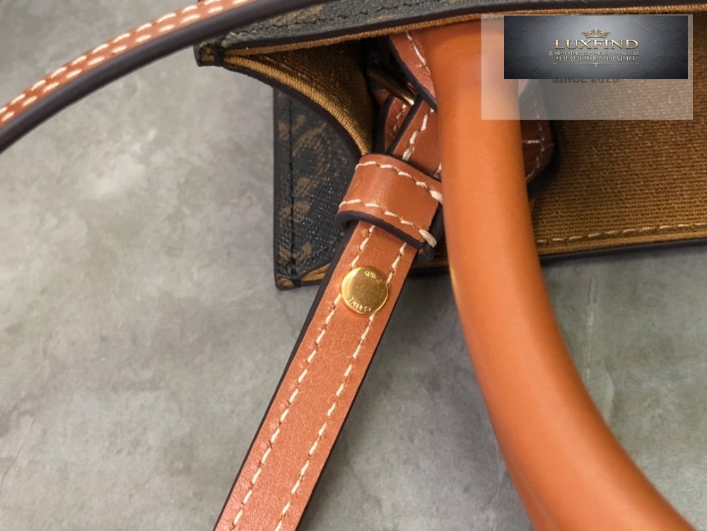 Celine Mini Vertical Cabas In Triomphe Canvas and Calfskin