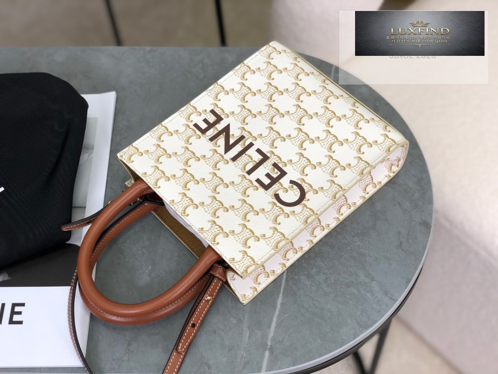 Celine Mini Vertical Cabas In Triomphe Canvas and Calfskin
