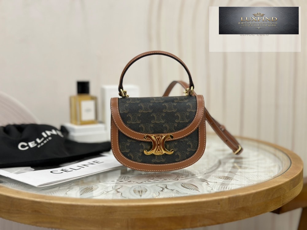 Celine Mini Clea Vesace Canvas & Calfskin