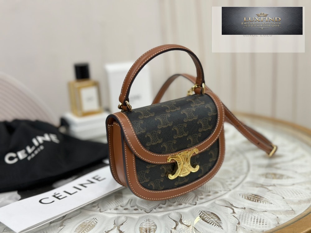 Celine Mini Clea Vesace Canvas & Calfskin