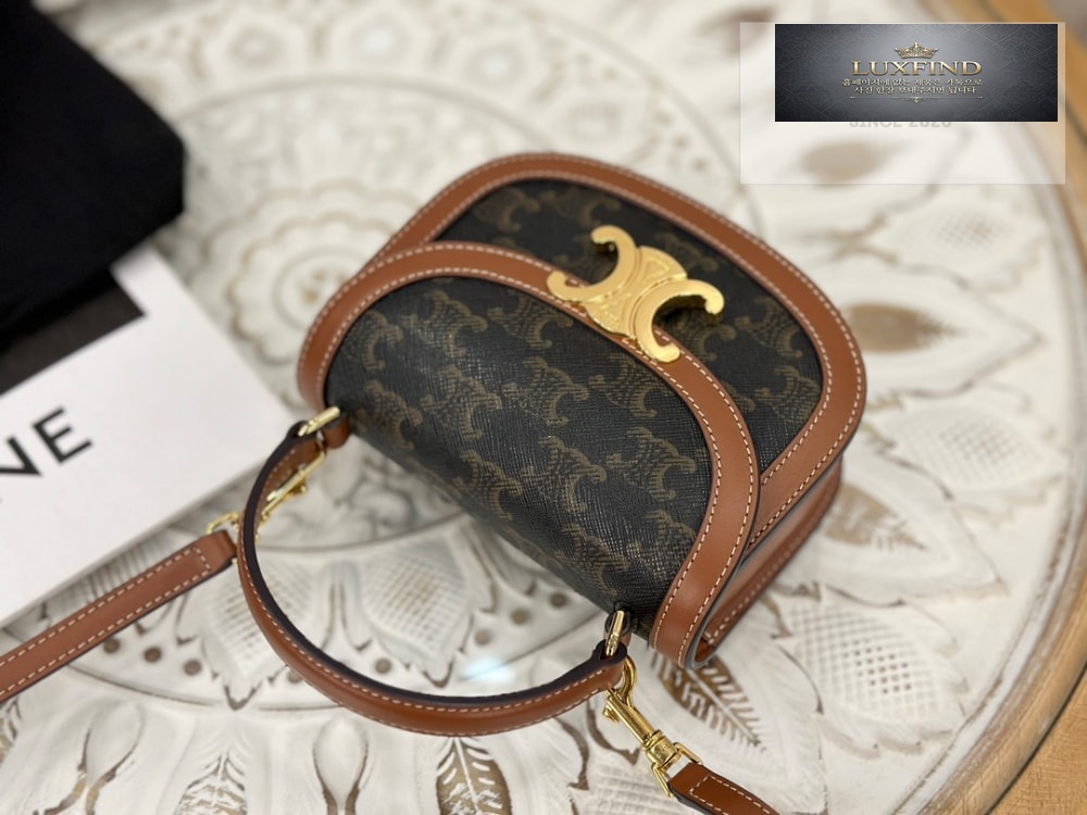 Celine Mini Clea Vesace Canvas & Calfskin