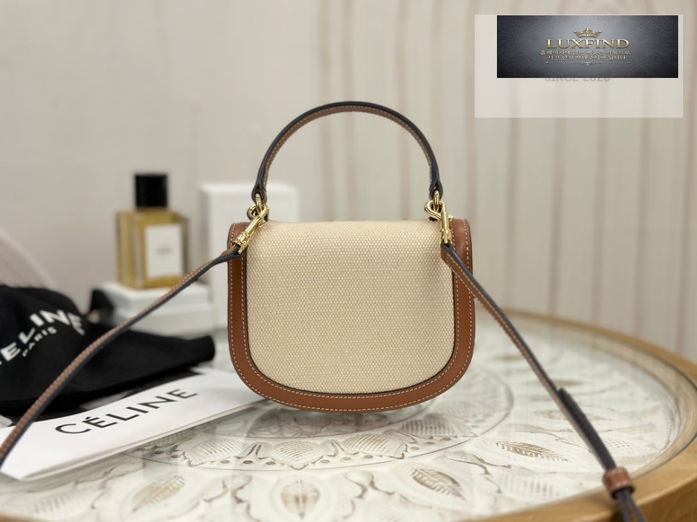 Celine Mini Clea Vesace Canvas & Calfskin