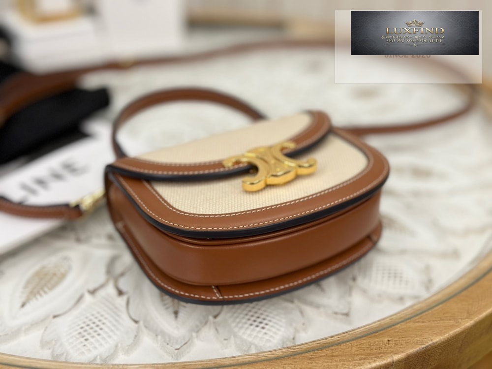Celine Mini Clea Vesace Canvas & Calfskin