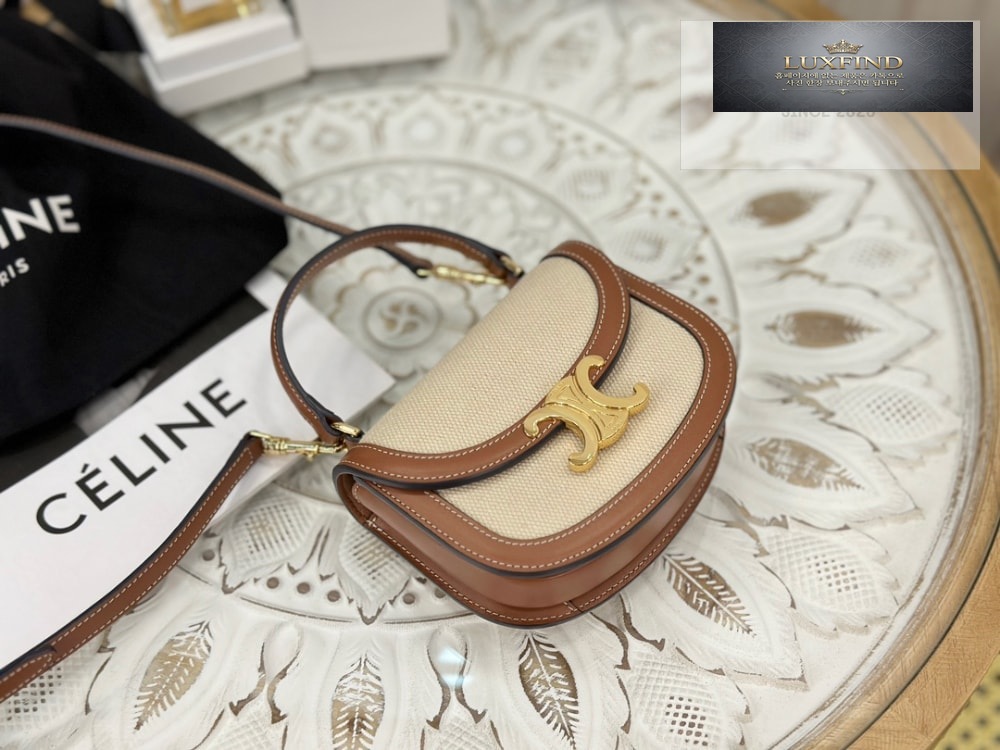 Celine Mini Clea Vesace Canvas & Calfskin