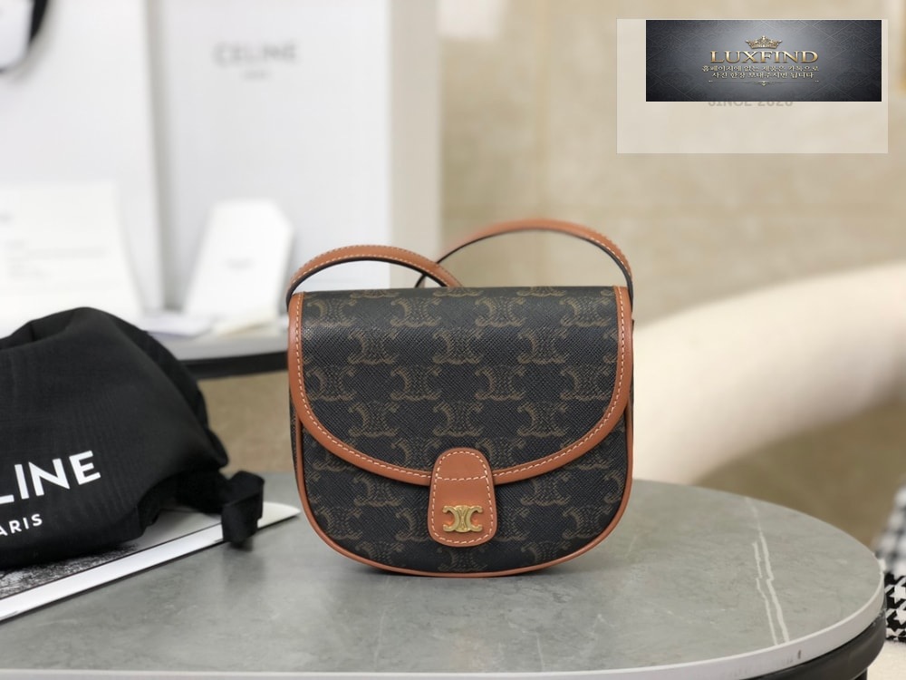 Celine Mini Besace Triomphe Canvas and Calfskin