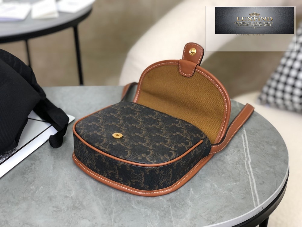 Celine Mini Besace Triomphe Canvas and Calfskin