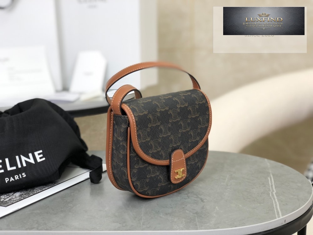 Celine Mini Besace Triomphe Canvas and Calfskin