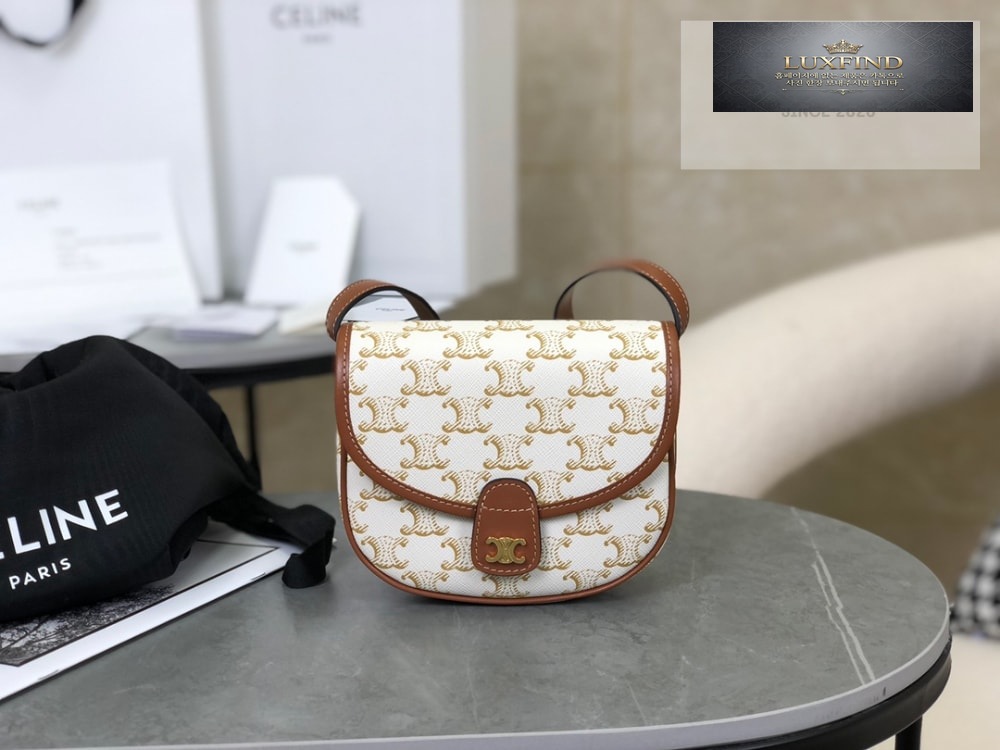 Celine Mini Besace Triomphe Canvas and Calfskin
