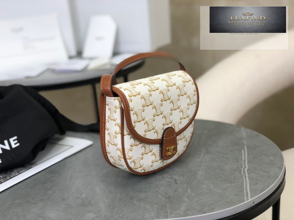 Celine Mini Besace Triomphe Canvas and Calfskin