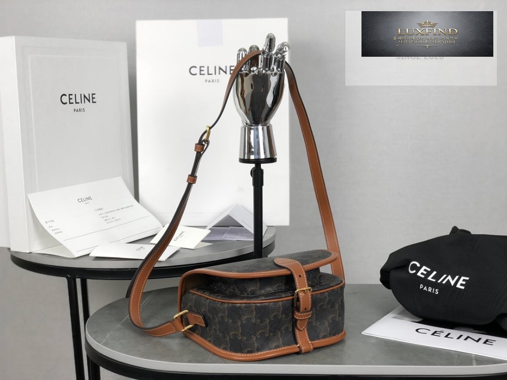 Celine Folco bag in Triomphe Canvas and Calfskin