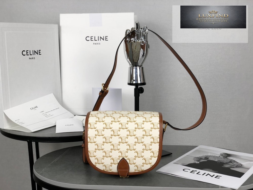 Celine Folco bag in Triomphe Canvas and Calfskin