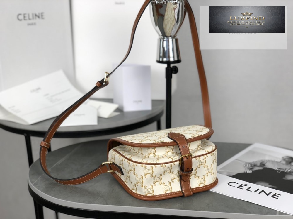 Celine Folco bag in Triomphe Canvas and Calfskin