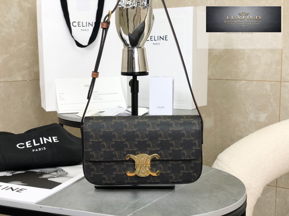 Celine Claude Triomphe Shoulder Bag Calfskin
