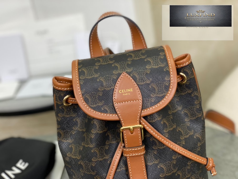 Celine Backpack Folco in Triomphe Canvas and Calfskin