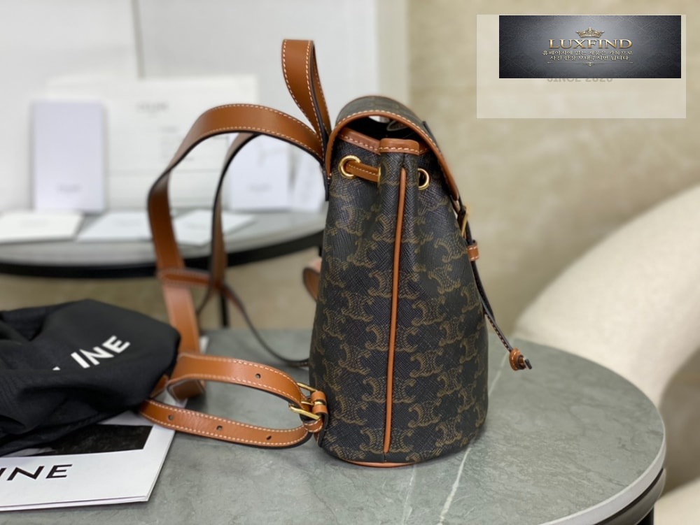 Celine Backpack Folco in Triomphe Canvas and Calfskin